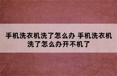 手机洗衣机洗了怎么办 手机洗衣机洗了怎么办开不机了